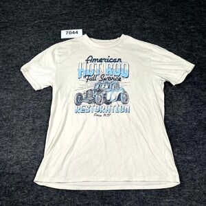 Como Man T Shirt Mens Medium Beige American Hot‎ Rod Restoration Graphic Print